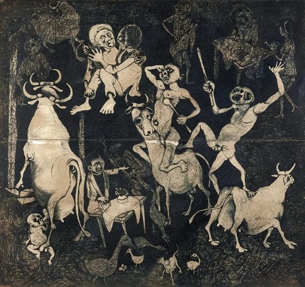 Guernica africano de Dumile Feni, aguafuerte de 1967