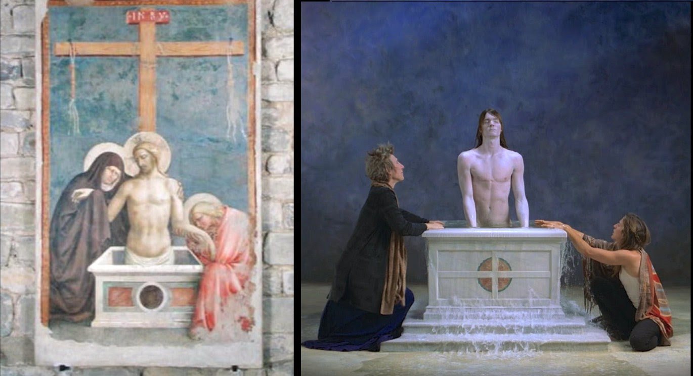 Masolino, Piedad, y Bill Viola, Emergence