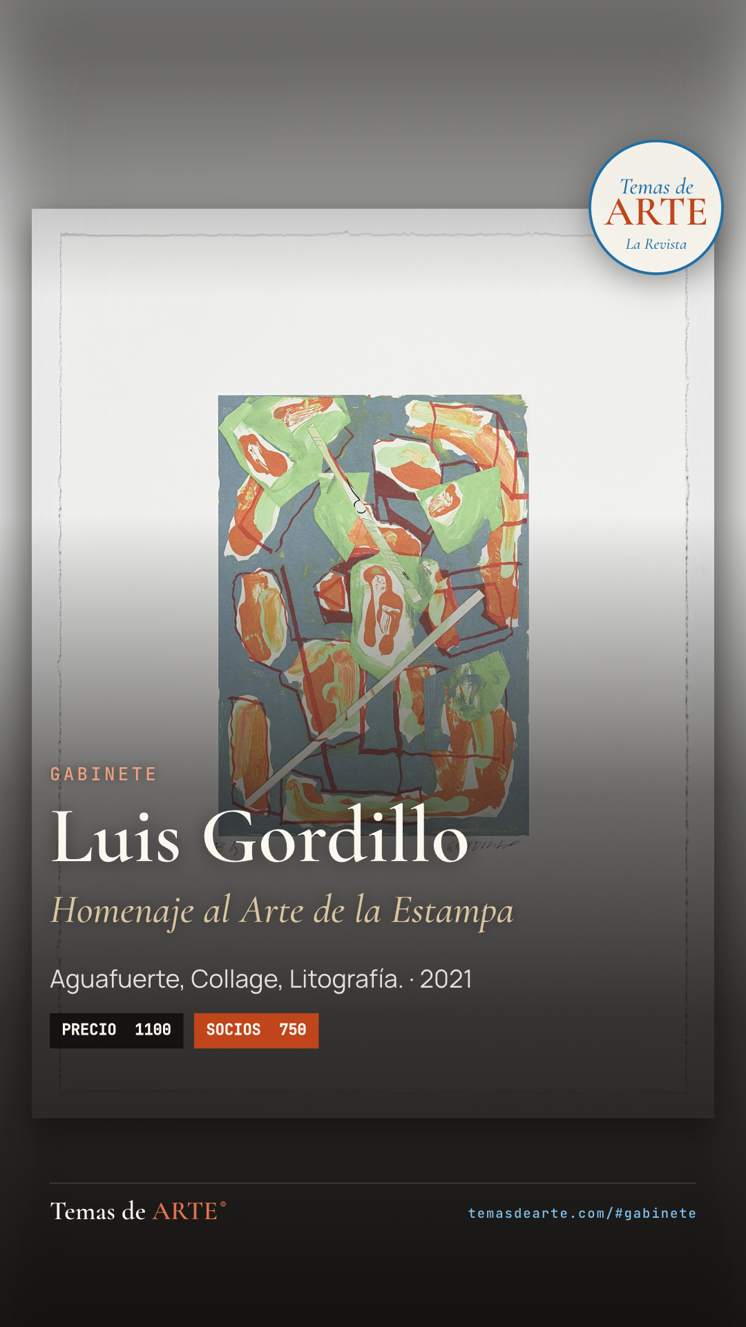 Luis Gordillo, Homenaje al Arte de la Estampa. Aguafuerte, collage y litografía, 2021. Gabinete de Temas de ARTE